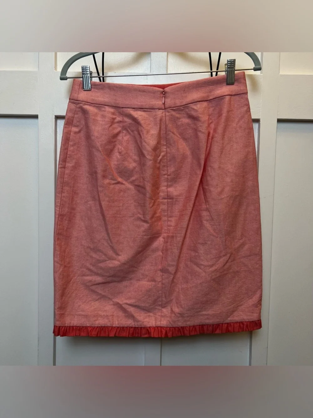 J Crew Siz 2 Faux Wrap Pink Apron Style Skirt Vintage Inspired Retro 100% Cotton - Picture 5 of 11